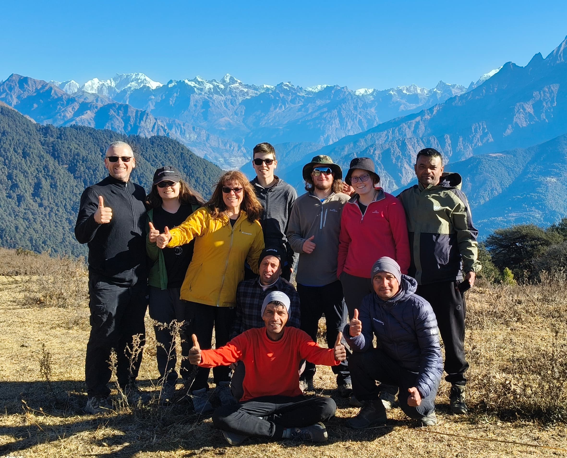 The Taylor family trekking in Nepal