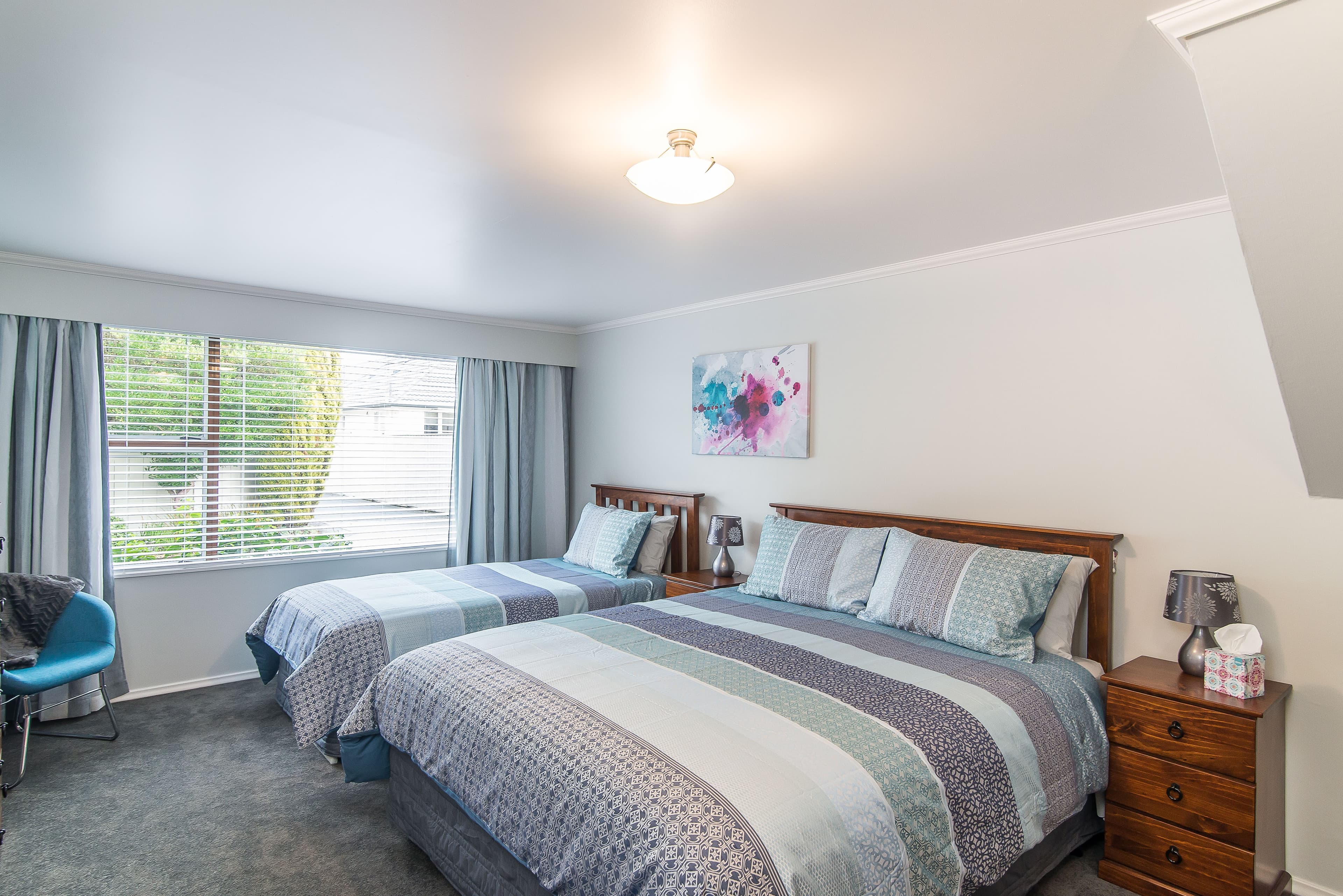 One of the bedrooms in the apartment