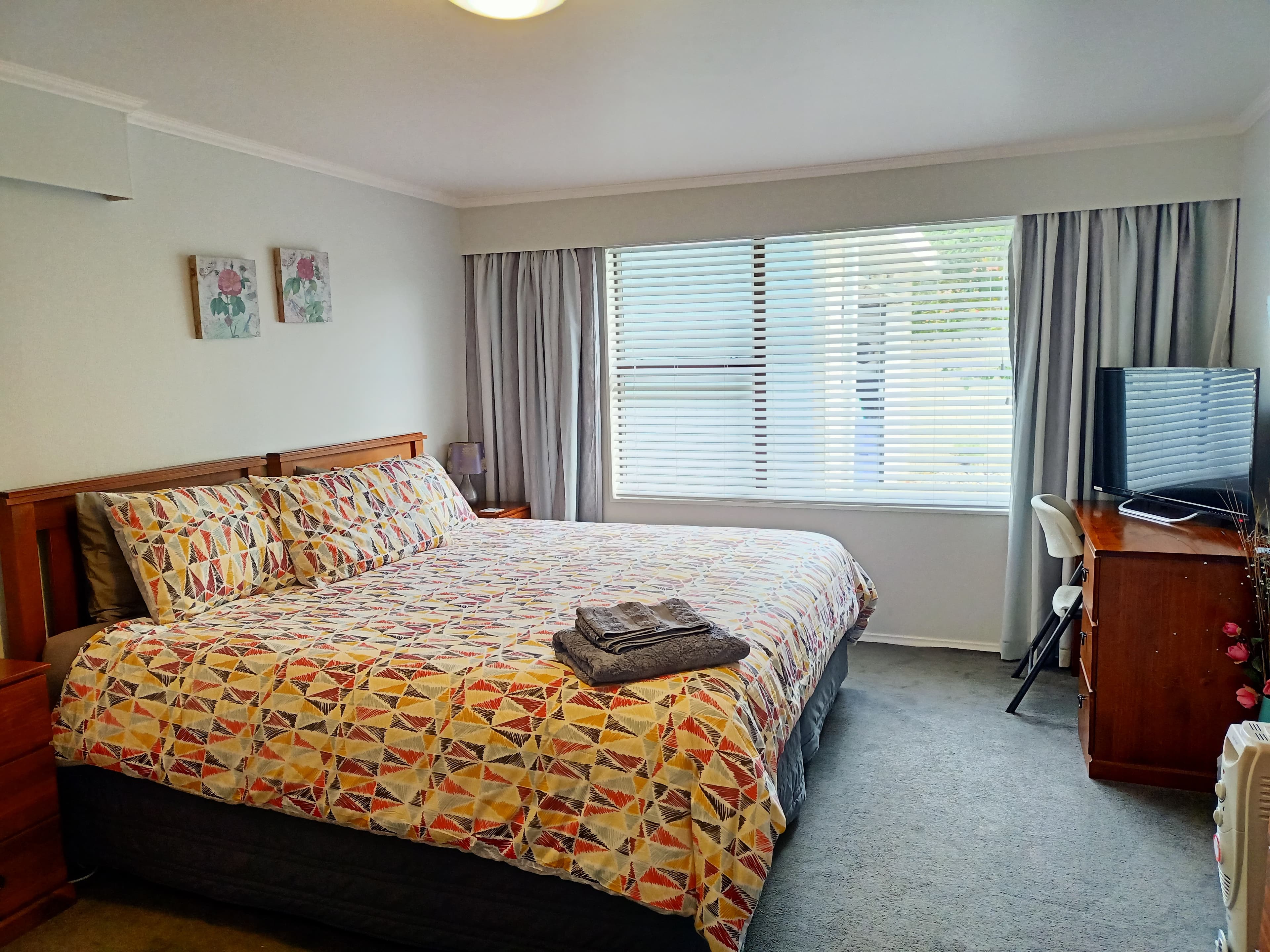 The first bedroom, set up as a California king